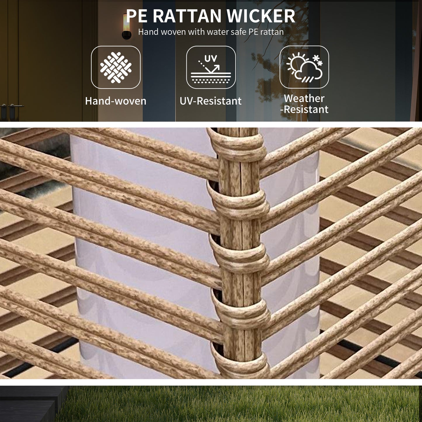 Solar Rattan Floor Lamp | Outdoor Garden Lantern & Pathway Light