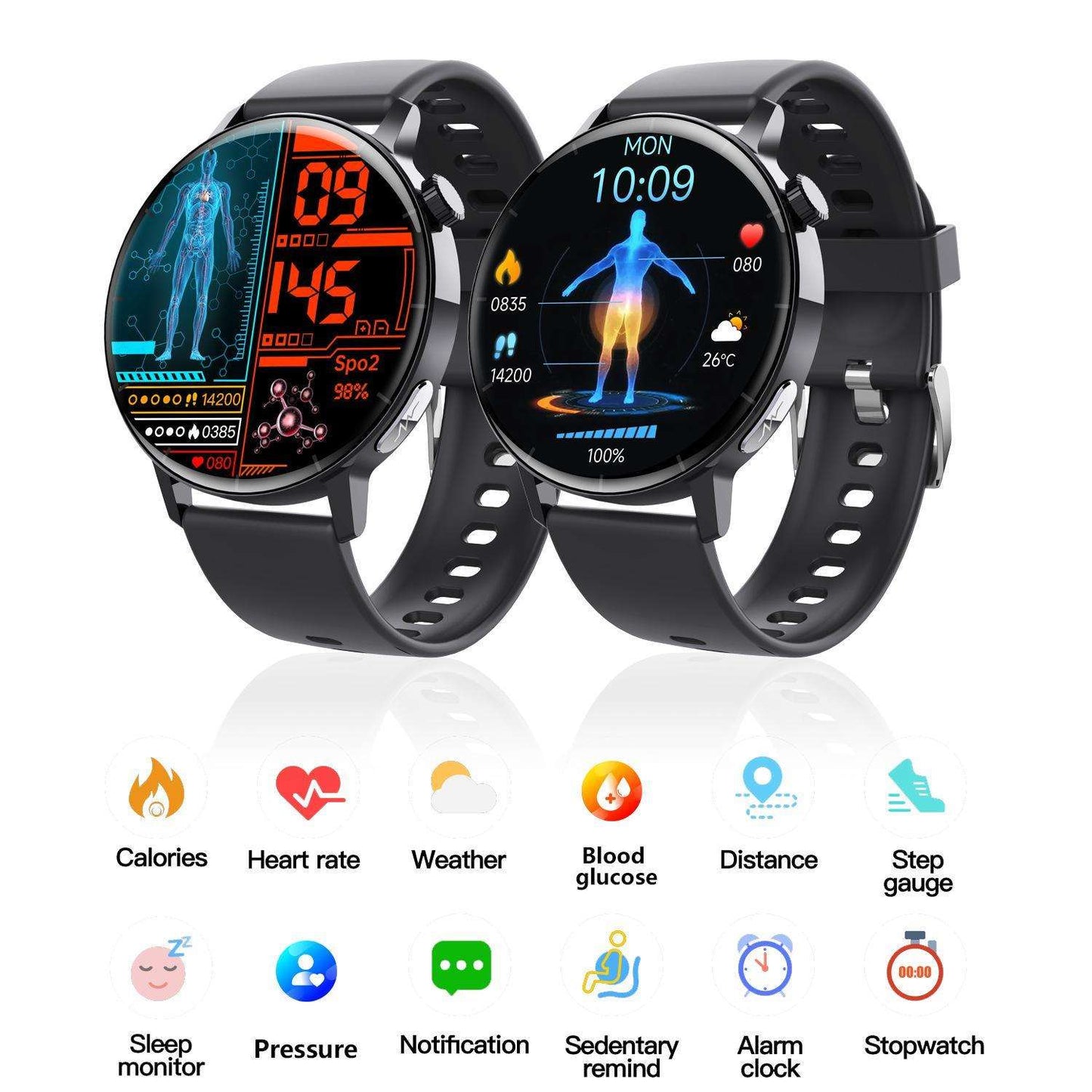Smart Watch Health Manager | Non-Invasive Blood Glucose & ECG Monitor Smart Watch Non-Invasive Blood Glucose B | Ectron Online