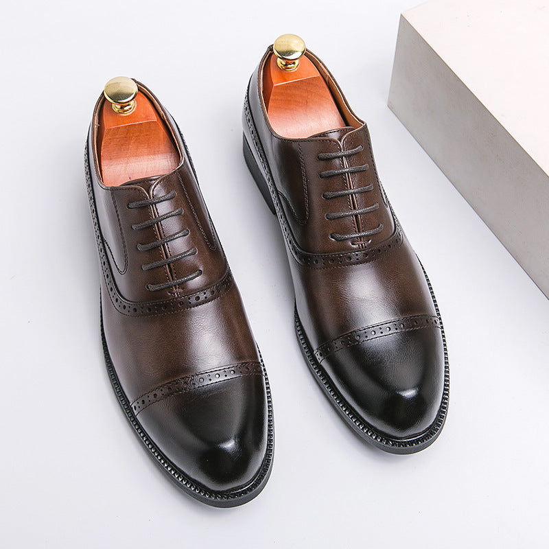 Retro Pointed Leather Shoes – Height Increasing Formal Business Wear Retro Pointed Brushed Business Formal We | Ectron Online