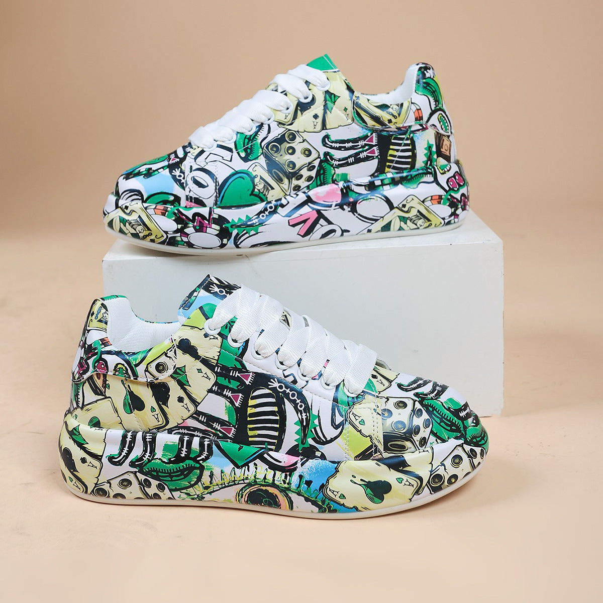 Women’s Hand-Painted Platform Shoes – Casual & Artistic Style Hand-painted Shoes Women's Platform Casu | Ectron Online