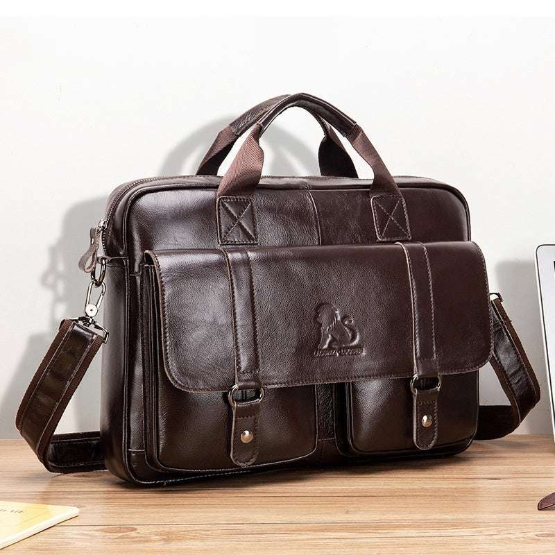 Men's Cowhide Leather Business Briefcase Cowhide Men's Briefcase Business Large C | Ectron Online