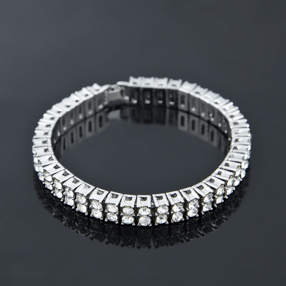 Hip Hop Bling Bling Bracelet: 2 Rows, Rhinestones Bracelet | Ectron Online