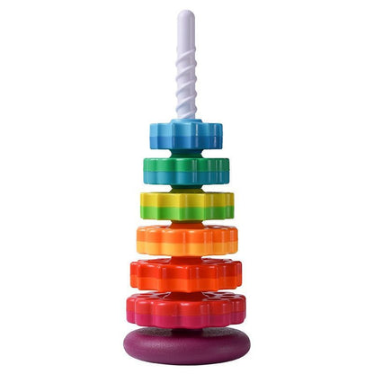 Yi Infant Cognitive Rainbow Rotating Tower Toy Geometric Ferrules Folding Joyful Rotating Tower