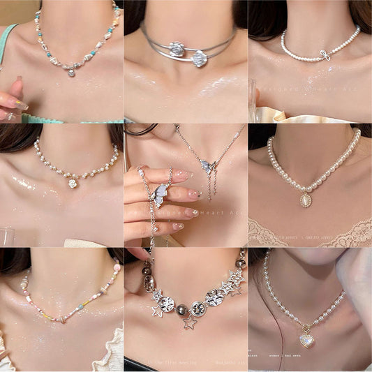 Butterfly Pearl Necklace Female Clavicle Chain Accessories