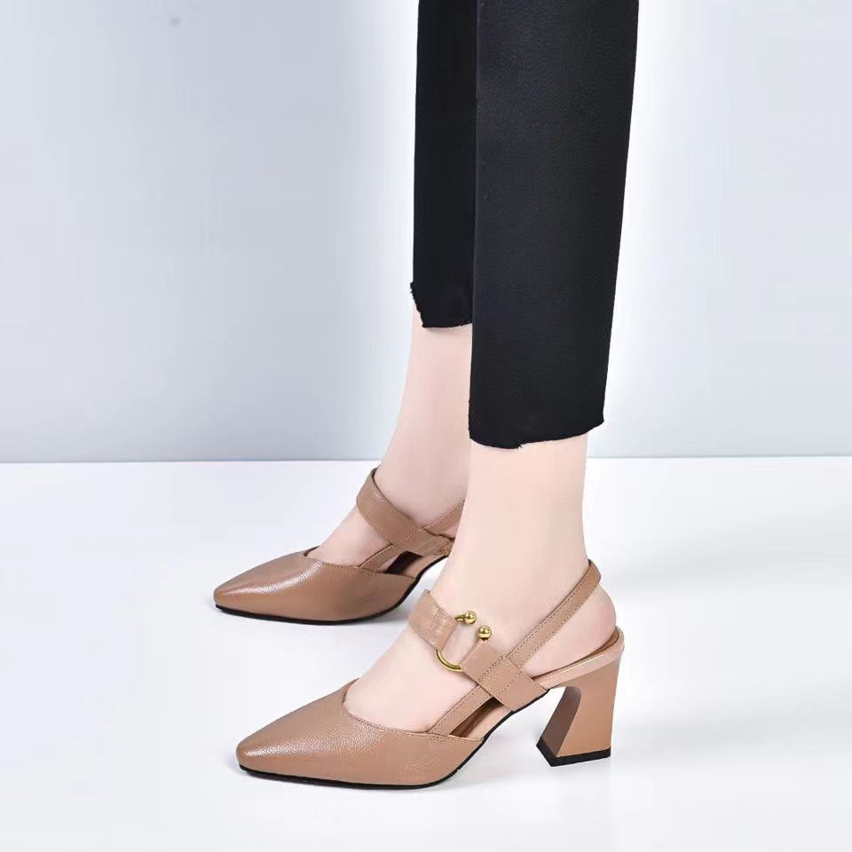 Women’s Pointed Toe Chunky Heel Sandals – All-Matching Style Pointed Toe High Heel Toe Box Sandals Ch | Ectron Online