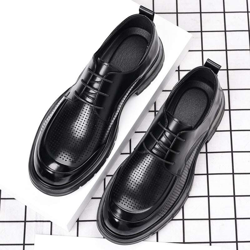 Hollow Leather Shoes Men's Plus Size Low-top Business