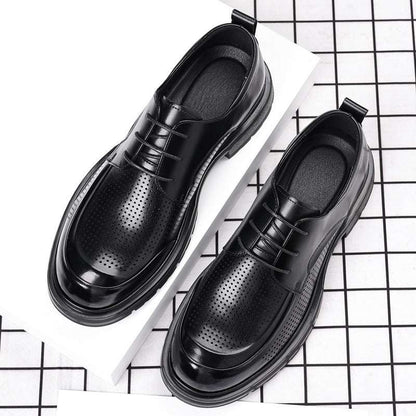 Hollow Leather Shoes Men's Plus Size Low-top Business