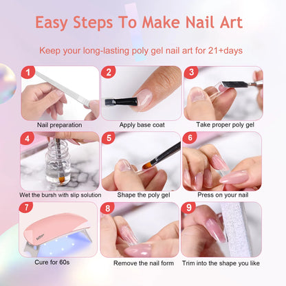 6-Piece Poly Gel Nail Kit with UV Lamp 6 PCS Poly Gel Nail Kit With UV Lamp, Na | Ectron Online