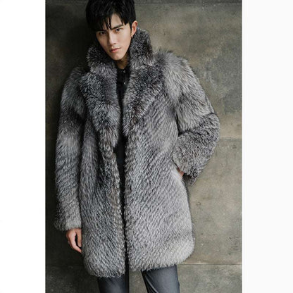 Men's Faux Fox Fur Coat