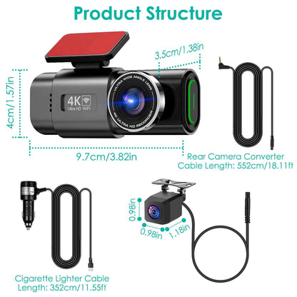 Mini 4K WiFi Car Dash Cam 1Pc 4K 1080P Car Dash Cam 2.4GHz WiFi Ca | Ectron Online