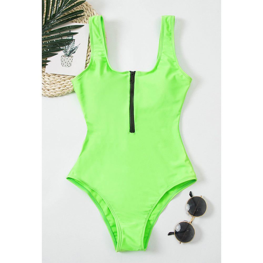 Women’s Zipper One-Piece Swimsuit – Sexy Printed Swimwear Ladies zipper sexy one-piece printed swi | Ectron Online