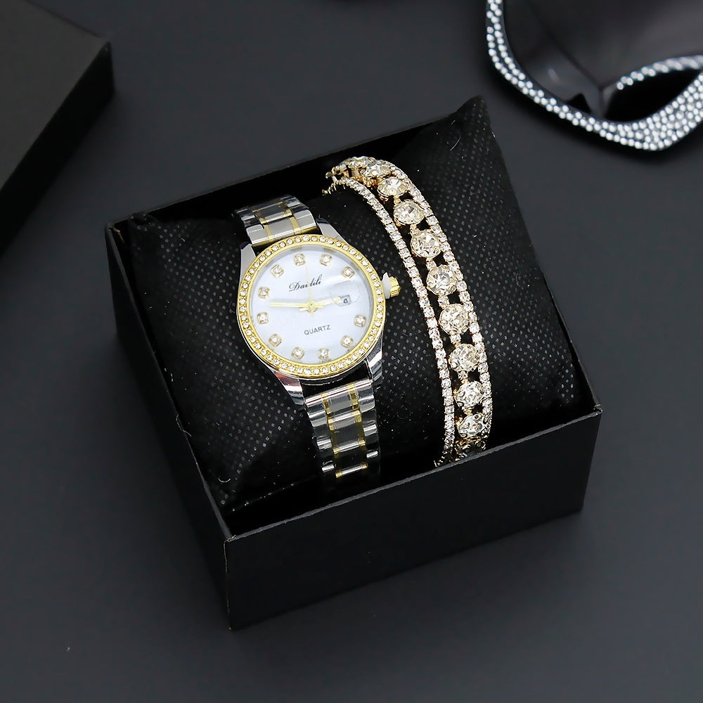 Diamond Women's Watch, a Perfect Gift Women's Watch Affordable Luxury Fashion Diamond Foreign Trade Women's Watch Bracelet Student Watch Gift Suit | Ectron Online