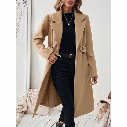 Women's Notch Lapel Trench Coat | Mid-Long Casual & Formal Jacket Women's Notch Lapel Trench Coat, Single | Ectron Online