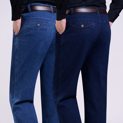 Spring and autumn in the old men's jeans wholesale in the elderly loose waist elastic denim trousers jeans