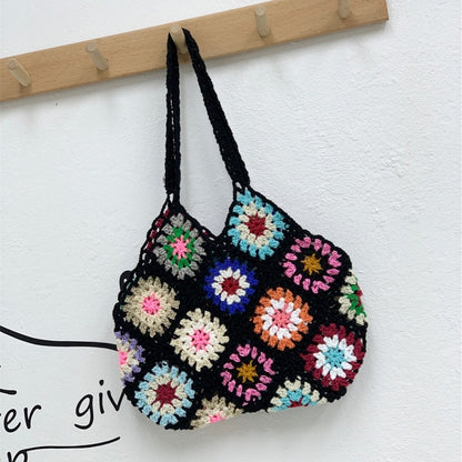 Handmade Hand Crochet Flower Woven Women's Bag Ethnic Pattern