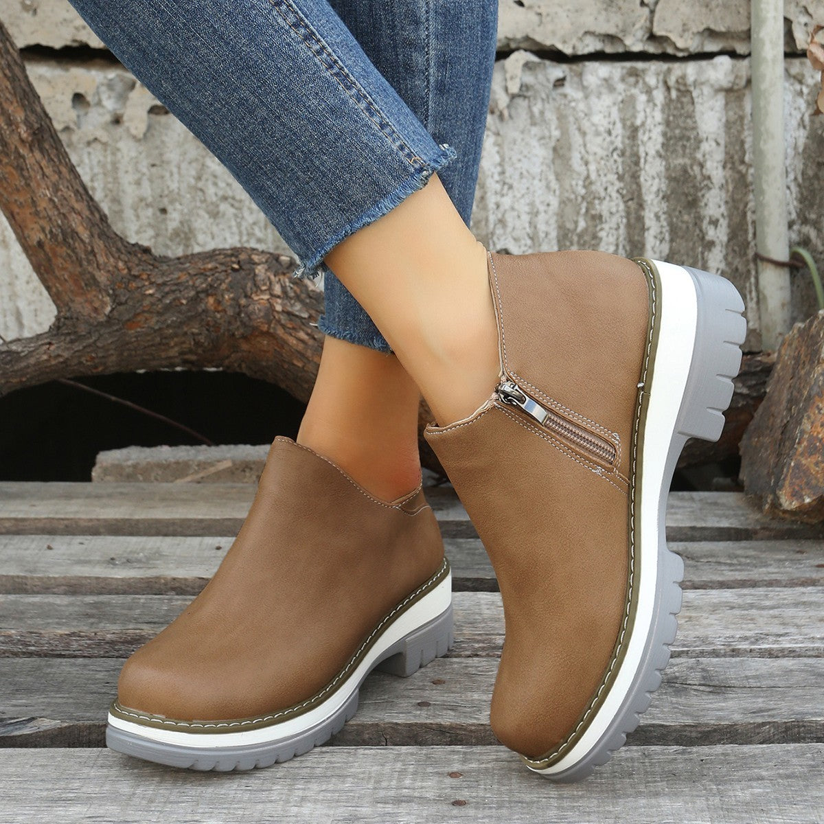 Women’s Ankle Boots – Round Toe, Low Heel, Zipper Design Women Ankle Boots Round Toe Low Heel Zip | Ectron Online