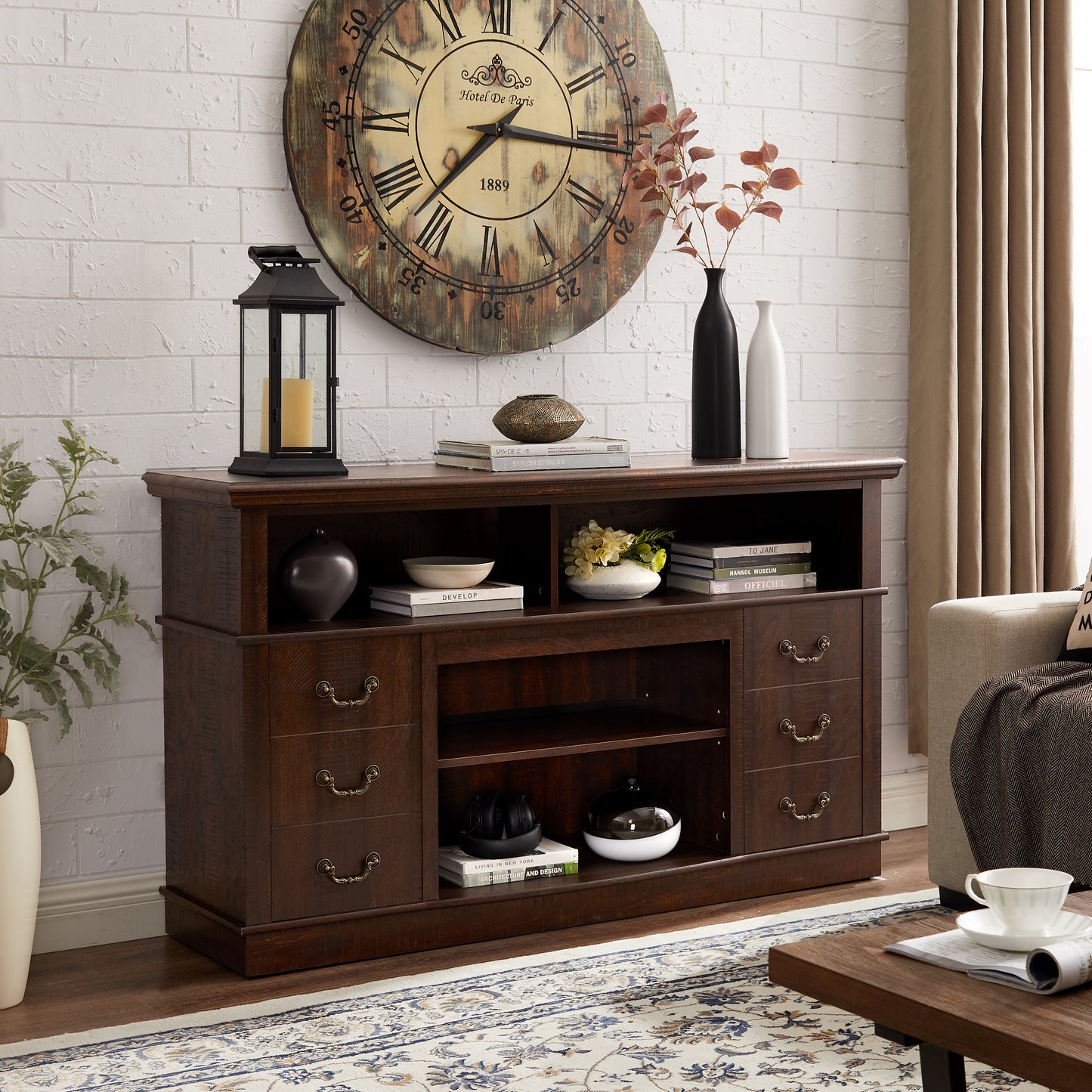 Retro Mid-Century Modern TV Stand for TVs up to 65" - Espresso