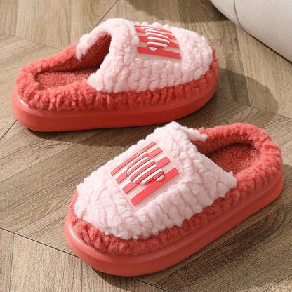 Color-Matching Lamb Slippers – Warm, Non-Slip Indoor Couples New Color-matching Lamb Slippers Indoor | Ectron Online