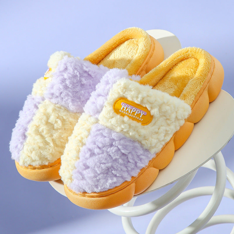 Colour-matching EVA Winter Slippers – Warm Thick-soled House Shoes Color-matching Home Slippers Winter EVA | Ectron Online