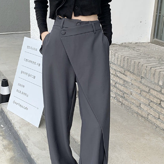 Irregular Splicing Straight Trousers Female