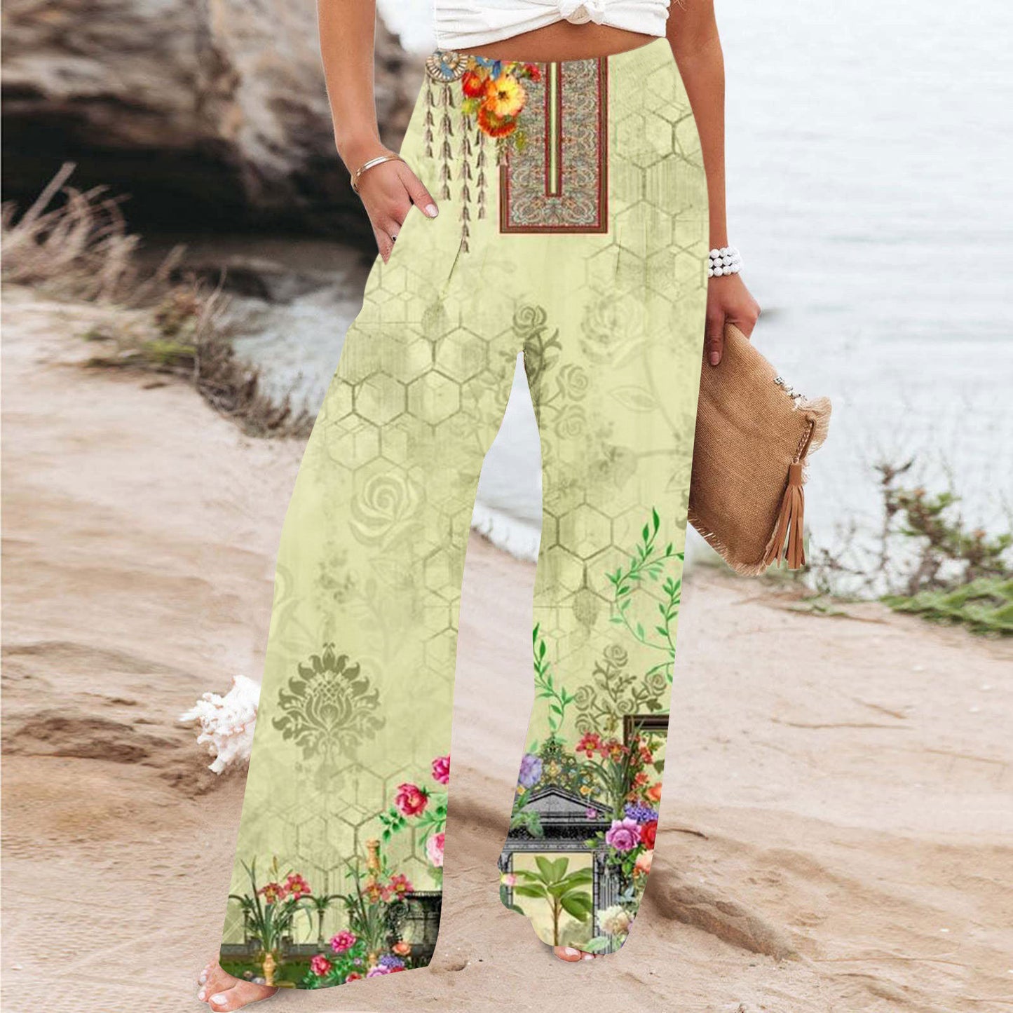 Elegant Series New Printed Loose High Waist Casual Wide Leg Pants