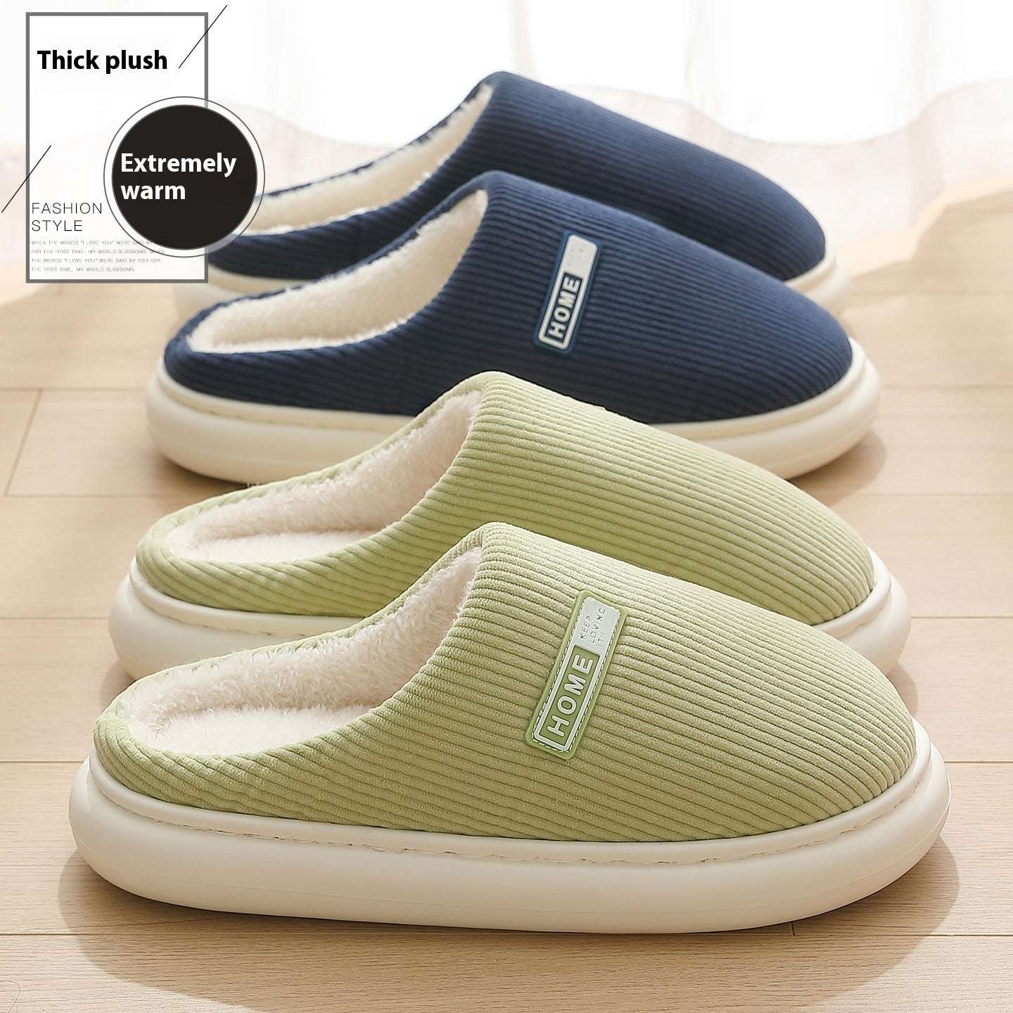 Autumn And Winter Home Indoor Plush Warm Slugged Bottom Baotou Non-slip Cotton Slippers