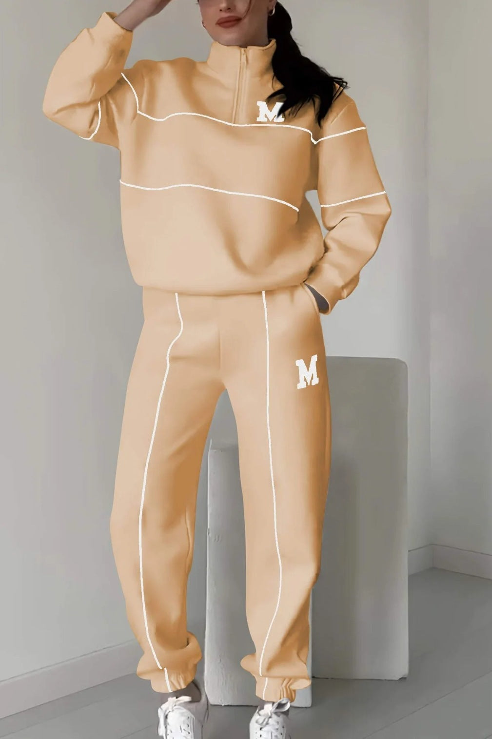 Baggy Sweatshirt & Sweatpants 2-Piece Outfit Womens 2 Piece Outfits Lounge Hoodless P | Ectron Online