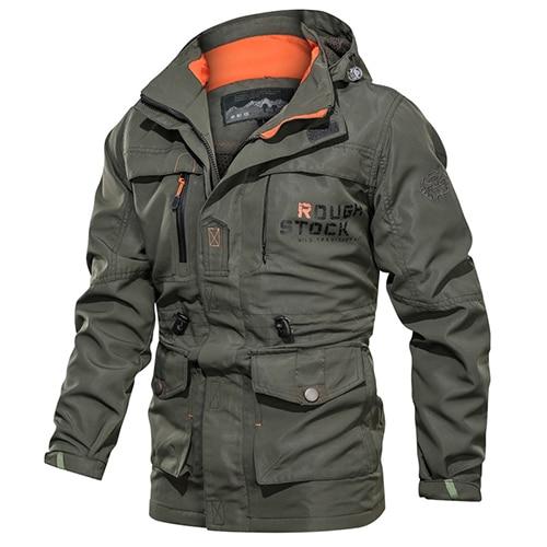 Men's Casual Mid-Length Hooded Outdoor Jacket - Plus Size