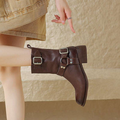 Women's Retro All-matching Chunky Heel Short Boots