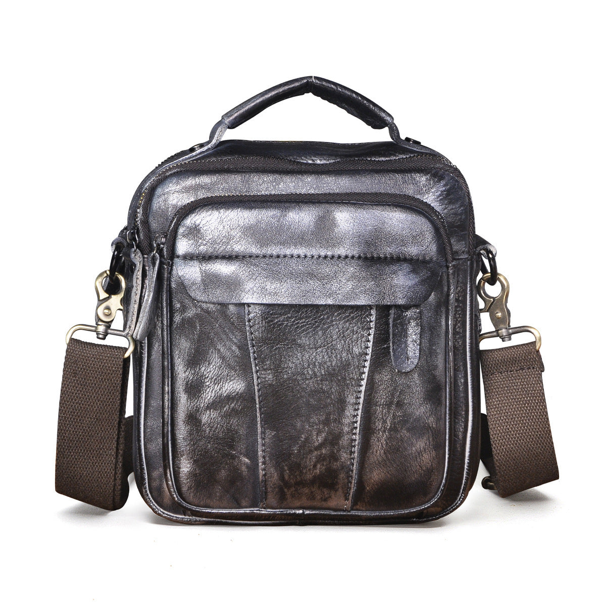Vintage 8-Inch Crazy Horse Leather Diagonal Bag Crazy Horse Leather Retro Men's 8-inch O | Ectron Online