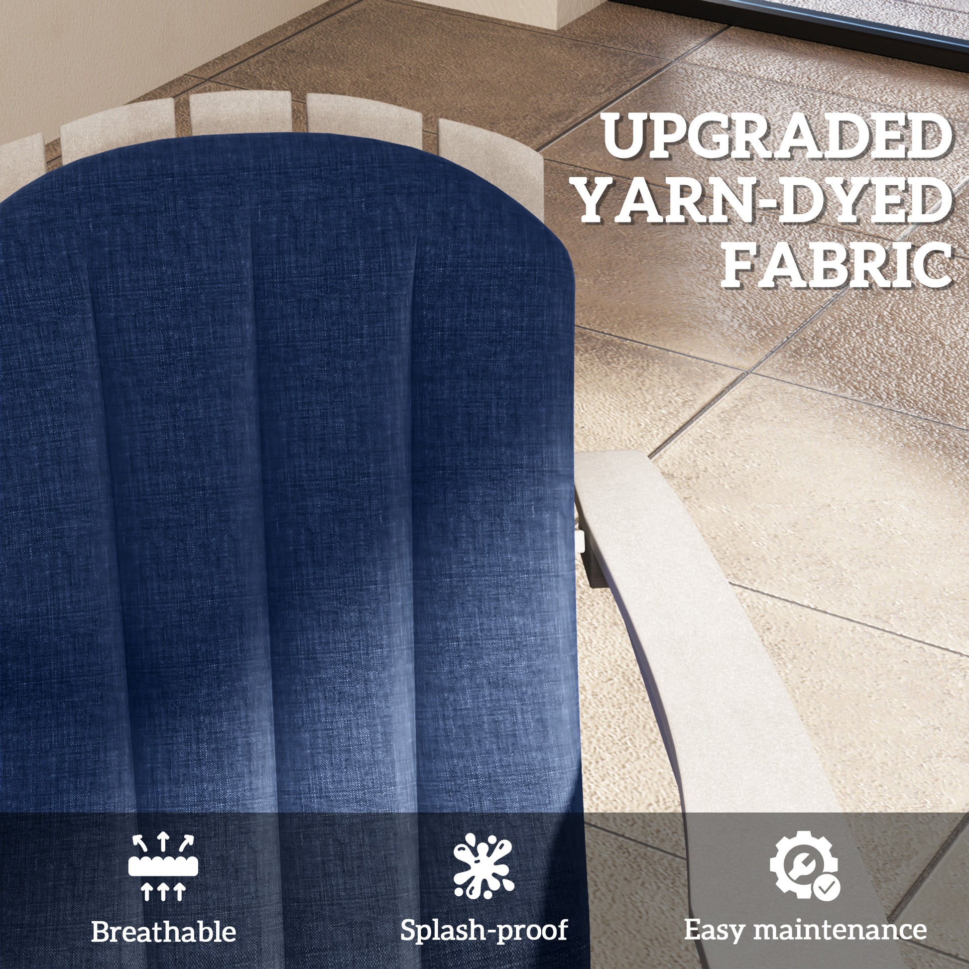 Navy high-back chair cushion fabric with raised channel stitching