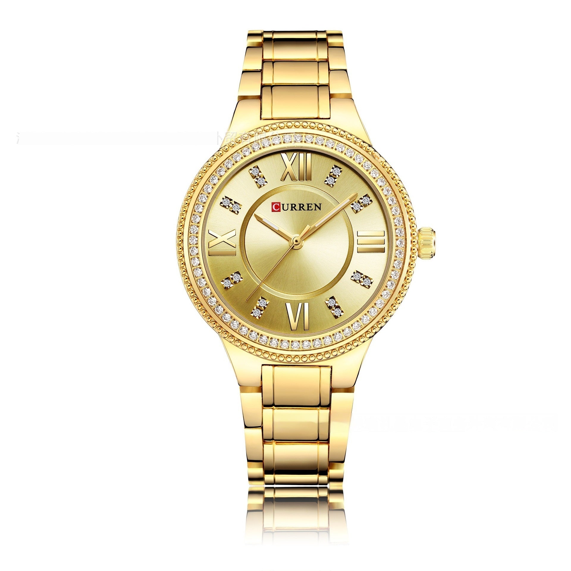 Women's Diamond-Embedded Steel Watch Women's Quartz Fashion Waterproof Diamon | Ectron Online