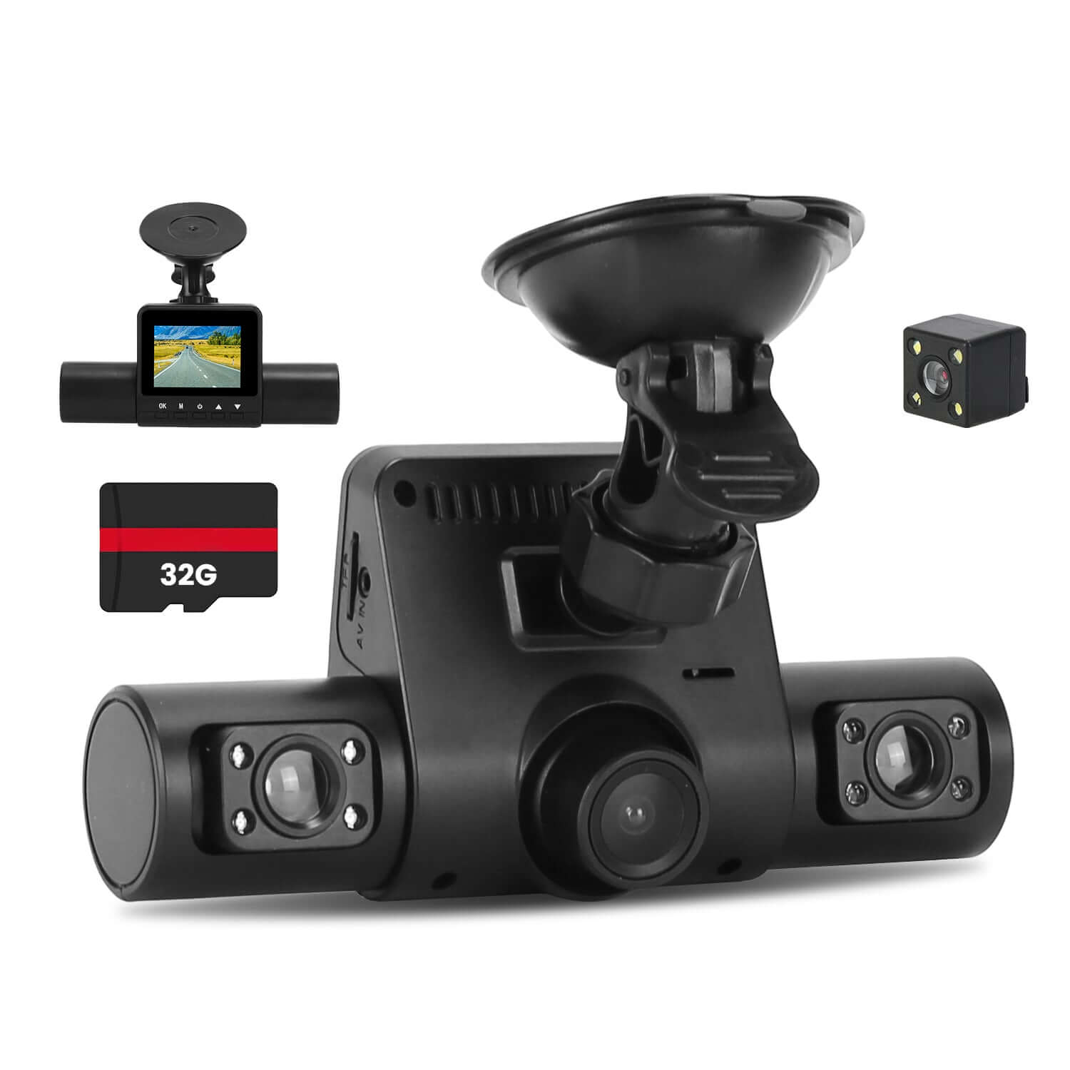 360° View 4-Channel Dash Cam - 1080P FHD Front & Triple Cabin/Rear Cameras 1Pc 360 Degree View FHD 4 Channel Dash C | Ectron Online