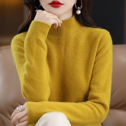 Women's Half-High Collar Sweater | Slimming Loose Knit Winter Top Autumn And Winter Sweater Half-high Coll | Ectron Online