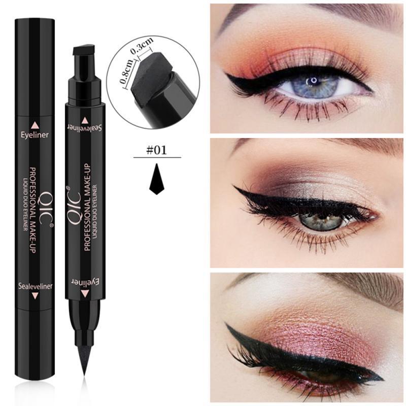 Black double-headed wing eyeliner stamp & pen with two tips