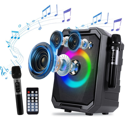 Wireless Party Speaker with 2 Mics | TWS Bass & LED Bluetooth Speaker 1Pc Portable Wireless Party Speaker With | Ectron Online