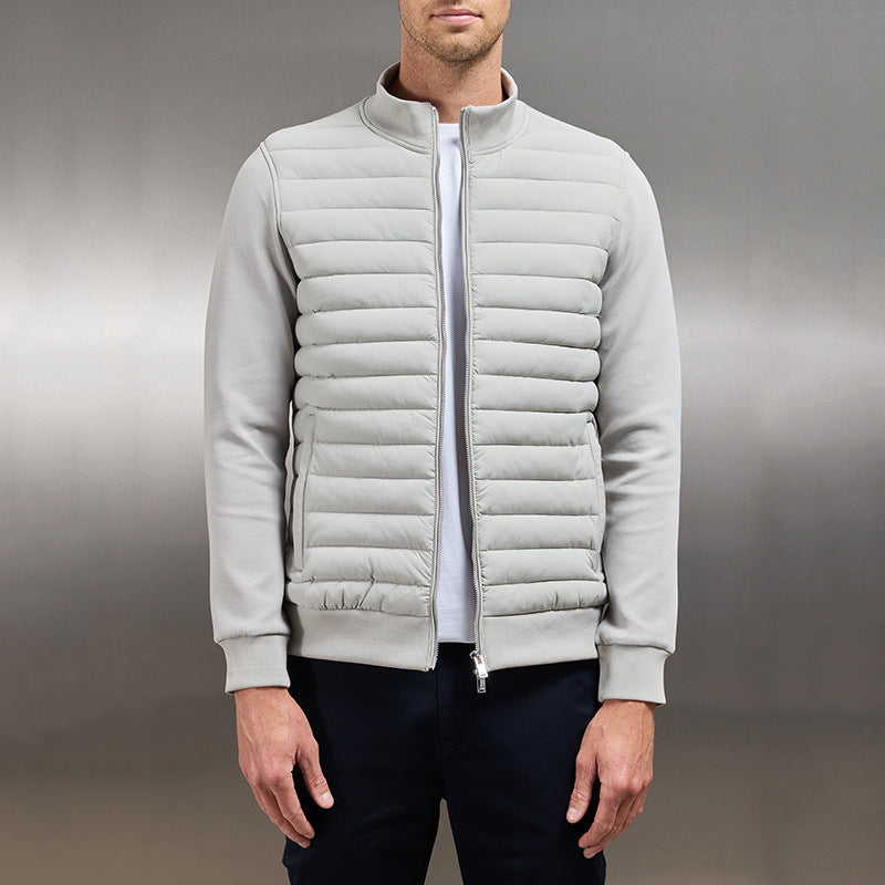 Lightweight Knitted Stand Collar Jacket Lightweight Stand Collar Stitching Knitt | Ectron Online