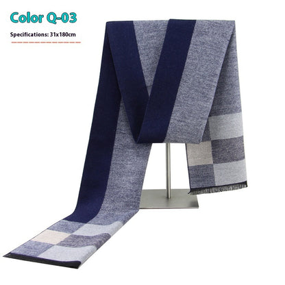 New Men's Cashmere-Like Striped Scarf