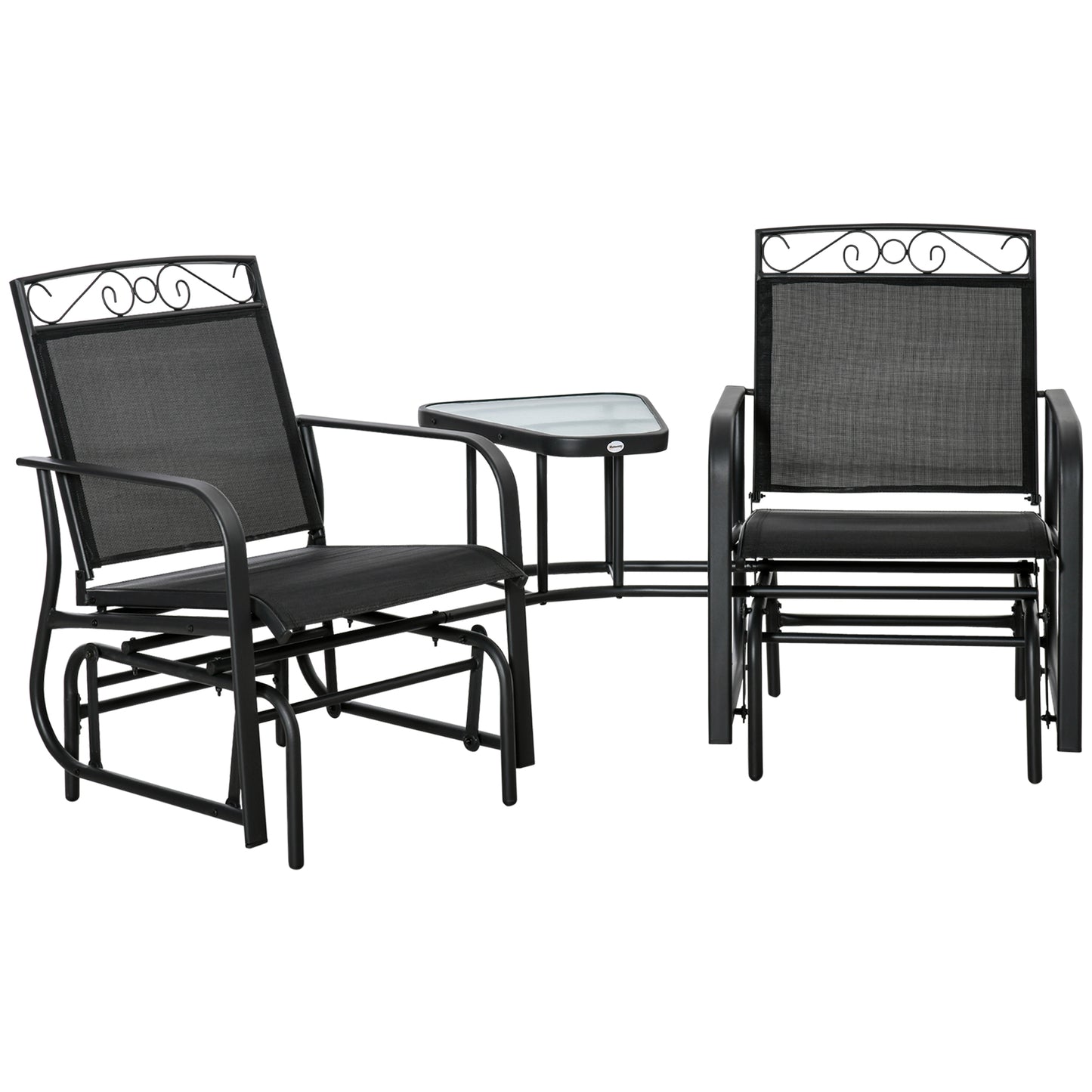 Outdoor Glider Chairs with Coffee Table - 2-Seat Patio Swing Set