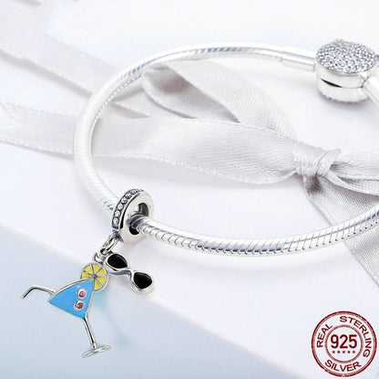 DIY Beaded Bracelet Accessories S925 Sterling Silver Fashion Summer Cold Drink Charm