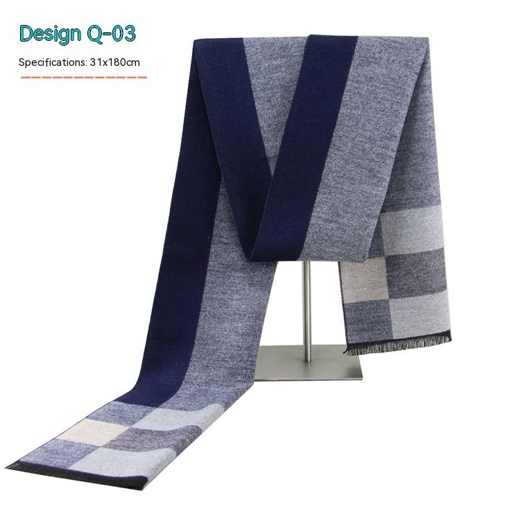 Men's Striped Winter Scarf Men's Striped Winter Warm Artificial Cas | Ectron Online