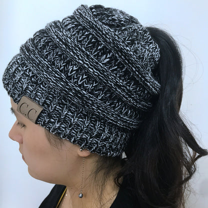 Knitted Ponytail Hat, Women's Wool Hat Fashion