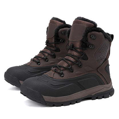 Men's Plus Size High-Top Fleece-Lined Boots | Warm Winter Style


