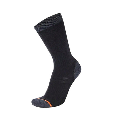 Black sock with orange sole on a white background