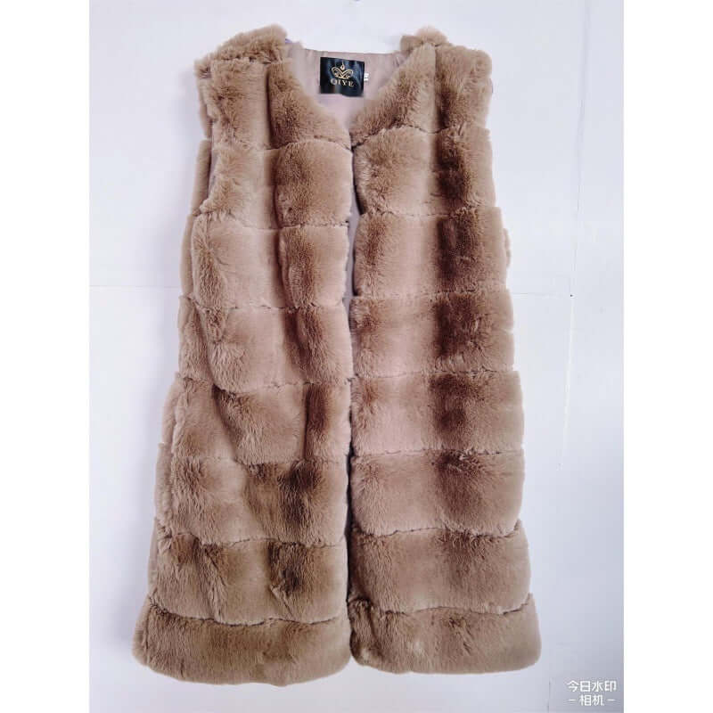 Long Faux Fur Vest Fur Long Vest Cotton-padded Coat | Ectron Online