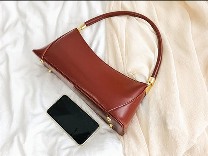 Pure color PU leather handbag shoulder bag