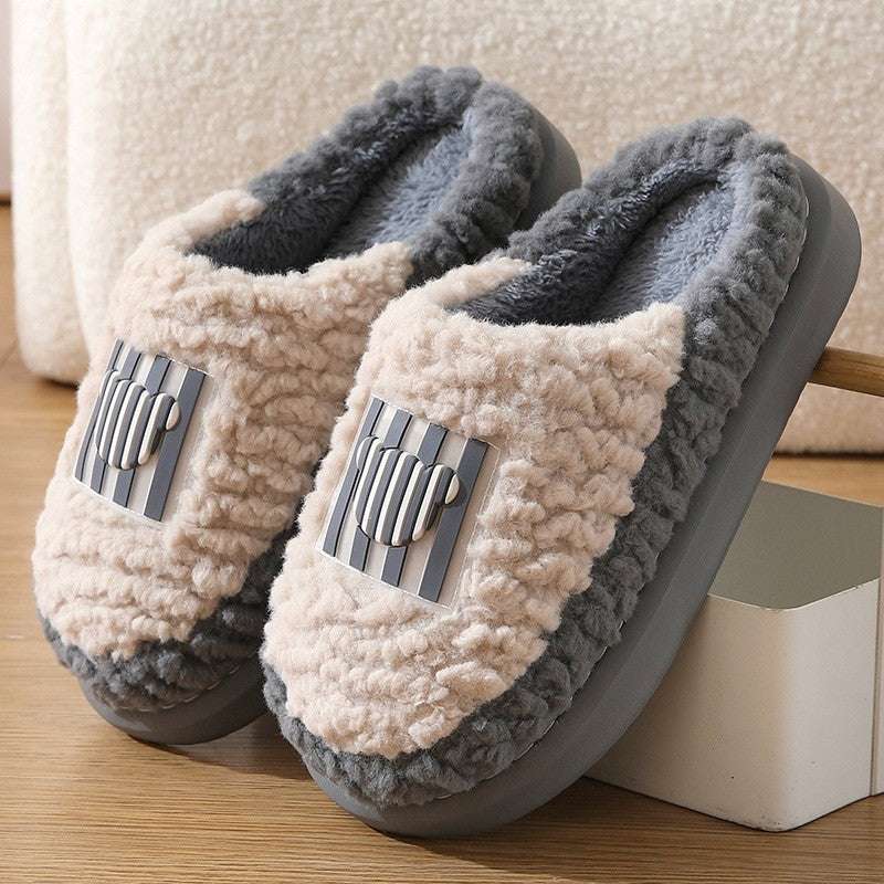 Color-Matching Lamb Slippers – Warm, Non-Slip Indoor Couples New Color-matching Lamb Slippers Indoor | Ectron Online