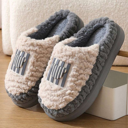 Color-Matching Lamb Slippers – Warm, Non-Slip Indoor Couples New Color-matching Lamb Slippers Indoor | Ectron Online
