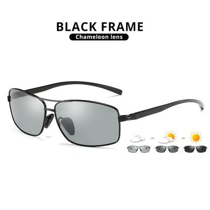 Auto-sensitivity color-changing polarized sunglasses