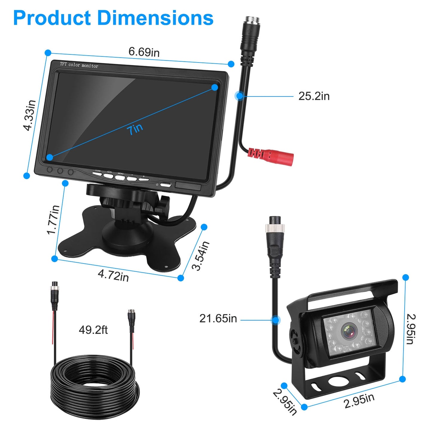 7" Screen Backup Camera System - IP67 1Pc 7In Screen Backup Camera System Vehi | Ectron Online